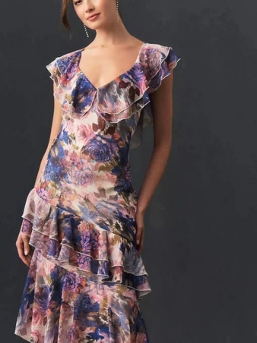 Anthropologie Gaia Asymmetric Ruffled Maxi Dress - Picture 2 of 4